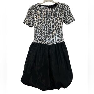 VTG Chetta B Sequined Leopard Print Bubble Dress (Size 6)